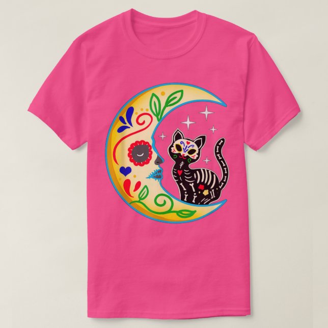 Camiseta Gaivota Gato Lua Dia das Bruxas dos Mortos 2 (Frente do Design)