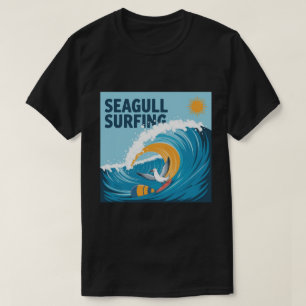 Camiseta Gaivota Surfista de Inverno, Gaivota Surfando