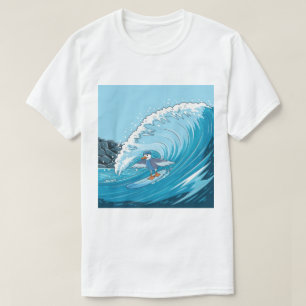 Camiseta Gaivota Surfista de Inverno, Gaivota Surfando, Gai
