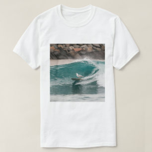 Camiseta Gaivota Surfista de Inverno, Gaivota Surfando, Gai