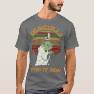 Camiseta Gaivotas estilo retrô do pôr do sol parem com isso