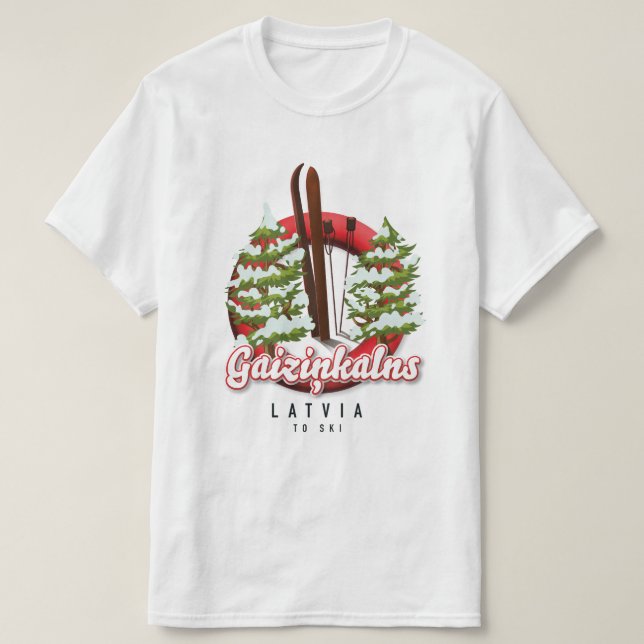 Camiseta Gaiziņkalns Letônia logotipo de esqui (Frente do Design)