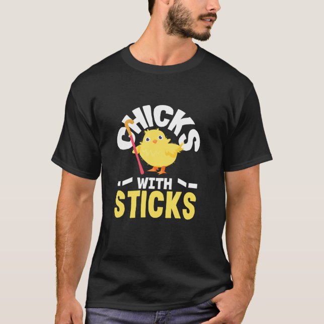 Camiseta Gajas Com Sticks Jogadora de Hóquei em Campo Diver (Frente)