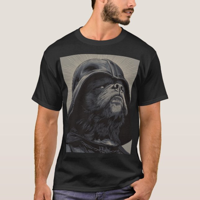 Camiseta Galactic Helm Dog – Dramatic Sci-Fi Portrait (Frente)