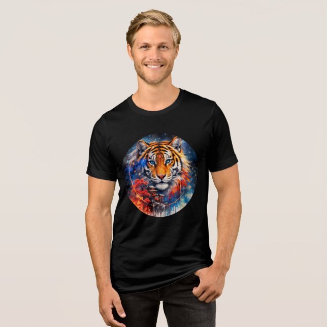 Camiseta Galactic Tiger with Temple and Cherry Blossoms (Frente Completa)