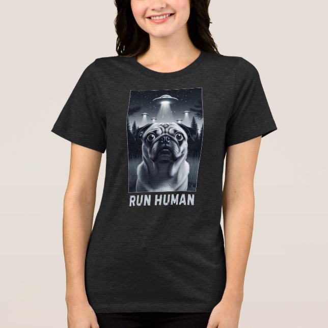 Camiseta Galáctico Pug UFO Selfie Outer Space Pet Gift (Frente)