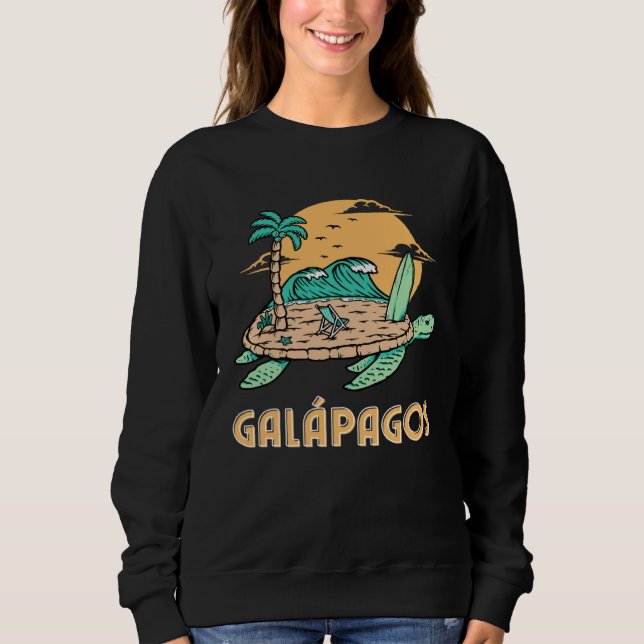 Camiseta Galapagos Islands Sea Turtle Surfing Beach (Frente)