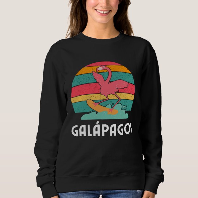Camiseta Galapagos Souvenir Flamingo Surfing (Frente)