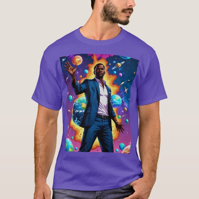 Camiseta Galáxia Afrofuturística Chefe Rei Tee (Frente)