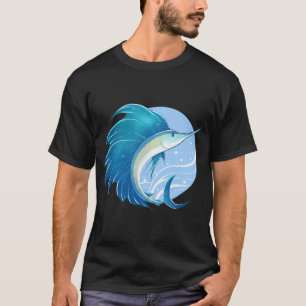 Camiseta Galáxia Azul Mágica Peixe-Espada Arte Oceânica