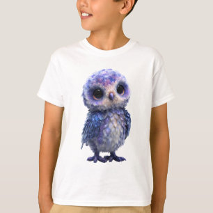 Camiseta Galáxia Brilho Coruja Cósmica Infantil