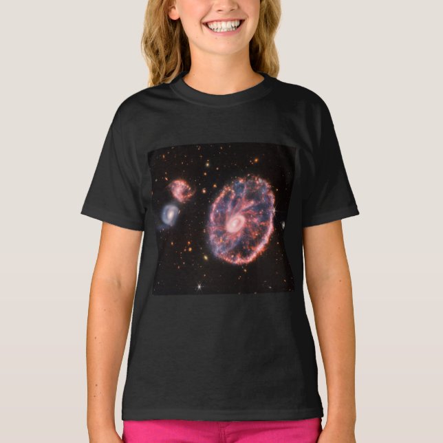 Camiseta Galáxia CartWheel, Telescópio Espacial James Webb (Frente)