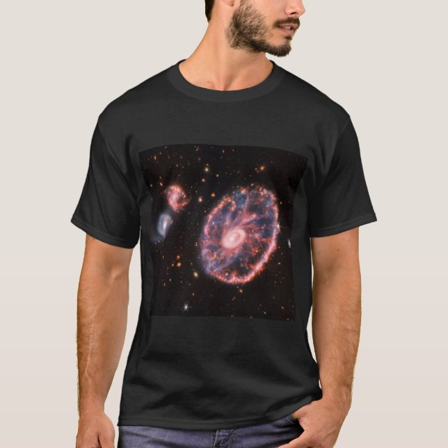 Camiseta Galáxia CartWheel, Telescópio Espacial James Webb (Frente)