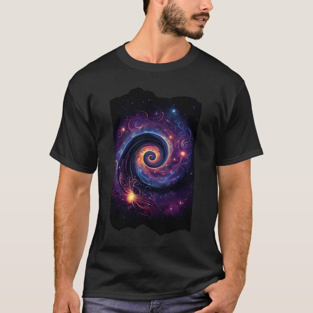 Camiseta Galáxia Celestial Cósmica Trabalho de arte 1 (Frente)