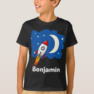 Camiseta Galáxia Colorida do Espaço de Nave do Foguete e 