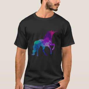 Camiseta Galáxia Cores Do Céu Unicórnio De Azul E Roxo, 