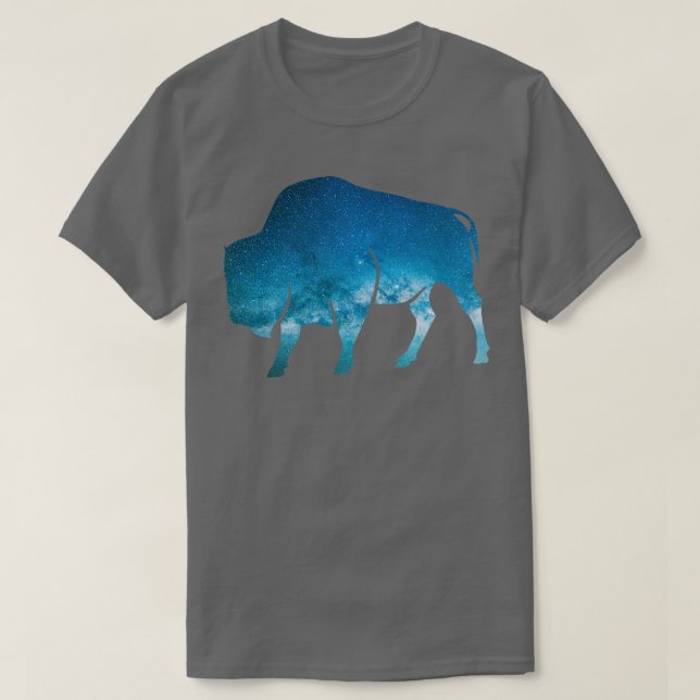 Camiseta Galáxia Mística Buffalo Night Sky Bison Nativo TSh (Frente do Design)