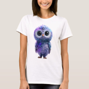 Camiseta Galáxia Nebulosa Celestial Coruja Mulheres