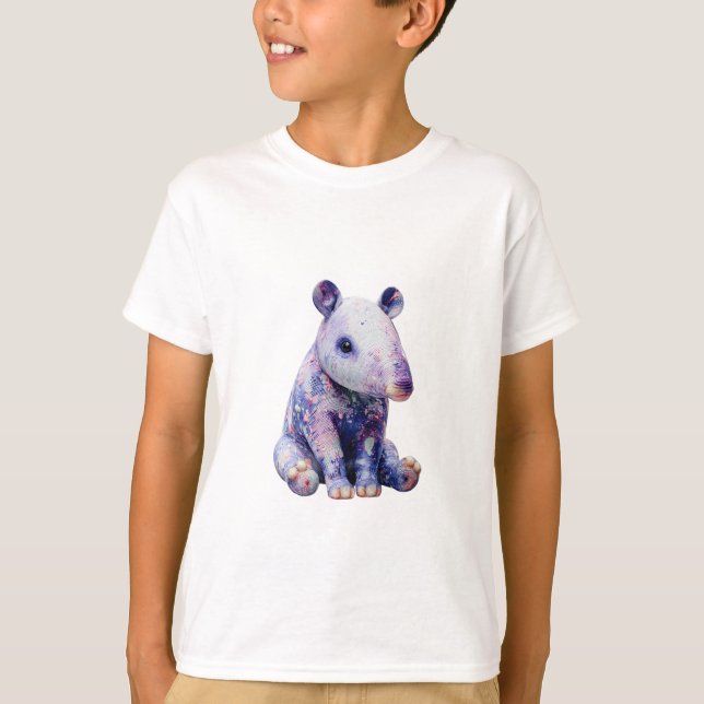 Camiseta Galáxia Pastel Tapir Crianças (Frente)