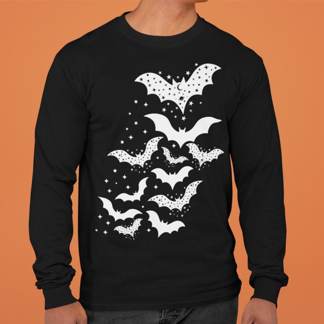 Camiseta Galáxias Brancas e Estrelas do Halloween Voando (Criador carregado)