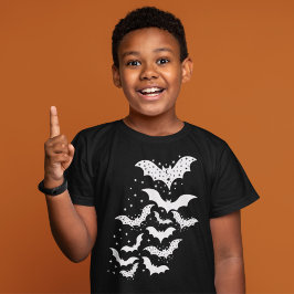 Camiseta Galáxias Brancas e Estrelas do Halloween Voando
