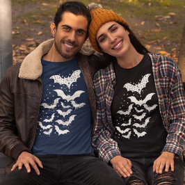 Camiseta Galáxias Brancas e Estrelas do Halloween Voando