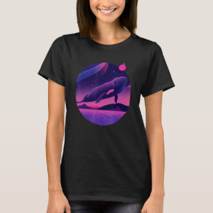 Camiseta galáxias da lua da baleia mágica mergulho com snor