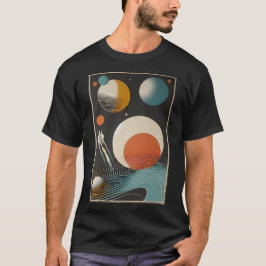Camiseta Galáxias de Arte da Idade do meio século