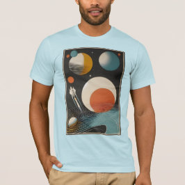Camiseta Galáxias de Arte da Idade do meio século