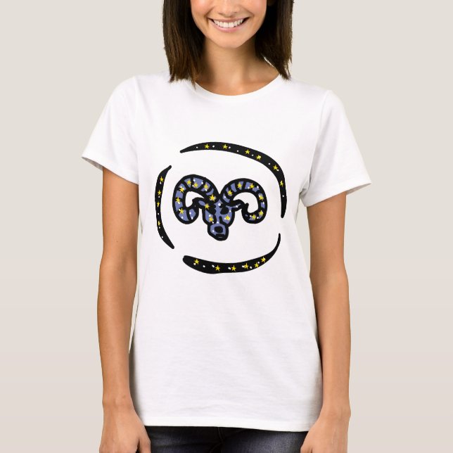 Camiseta Galaxy Aries Ram – Bold Zodiac Sign Tee  (Frente)