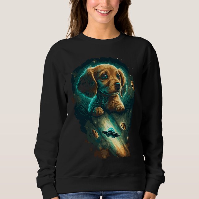 Camiseta Galaxy Space Astronaut Puppy Dog Flying Ufo Aliens (Frente)
