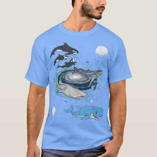 Camiseta Galay Space Whale Shark Beluga Humpback Ocean Orca
