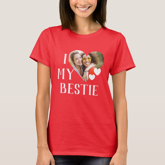 Camiseta Galentines Eu Amo Minha Melhor Foto Personalizada (Frente)