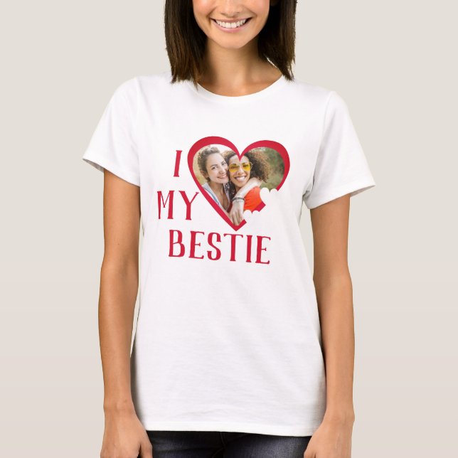 Camiseta Galentines Eu Amo Minha Melhor Foto Personalizada (Frente)