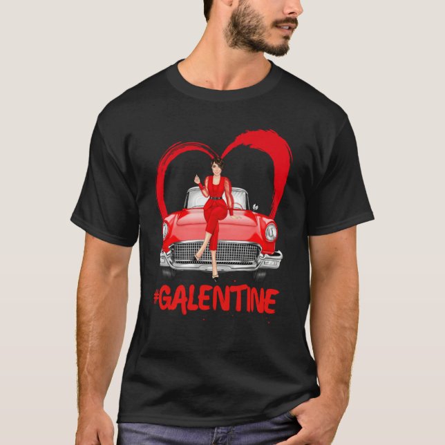 Camiseta Galentines Single Red Car Driver Fun Bestie Valent (Frente)