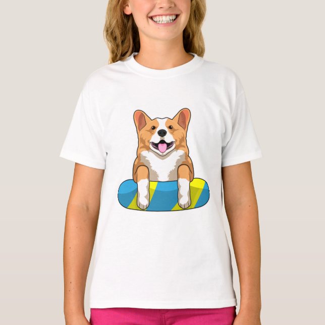 Camiseta Galês Corgi em Nadação com conselho de Nadação (Frente)