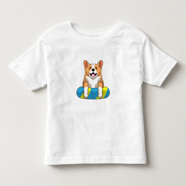 Camiseta Galês Corgi em Nadação com conselho de Nadação (Frente)