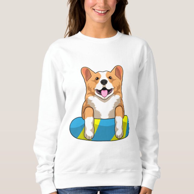 Camiseta Galês Corgi em Nadação com conselho de Nadação (Frente)
