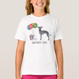 Camiseta Galgo Italiano Azul Cachorro Fofo - Menina de Aniv