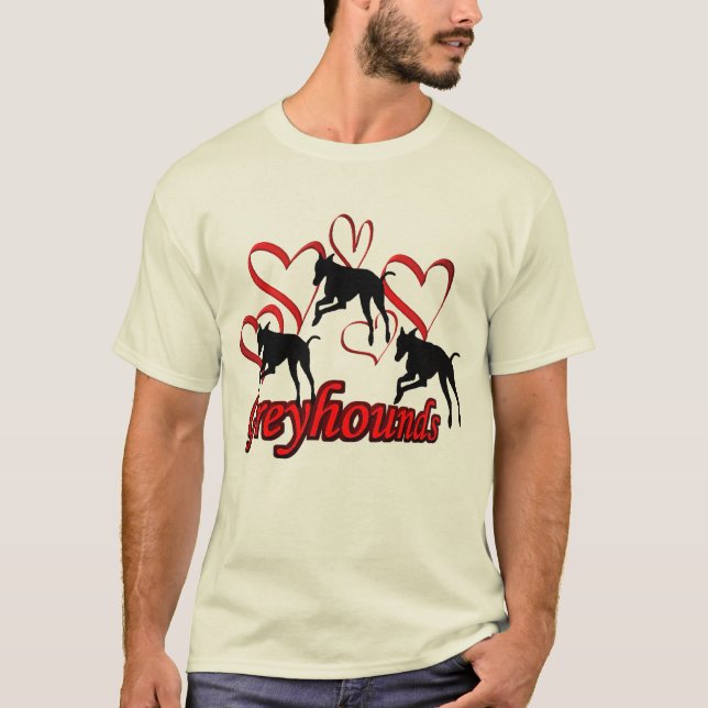 Camiseta Galgos E Corações Vermelhos (Frente)