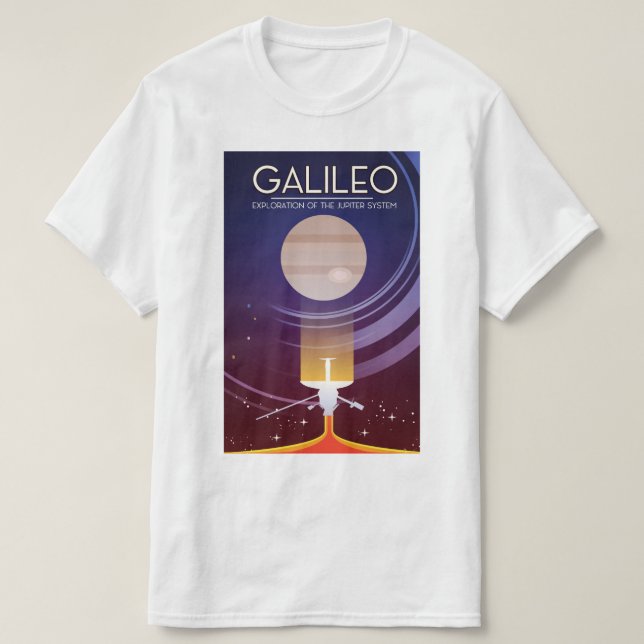 Camiseta Galileo - Exploração do sistema Júpiter (Frente do Design)