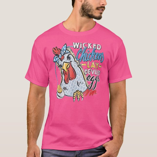 Camiseta Galináceas Perversas Põem Ovos Diabólicos  Galinha (Frente)