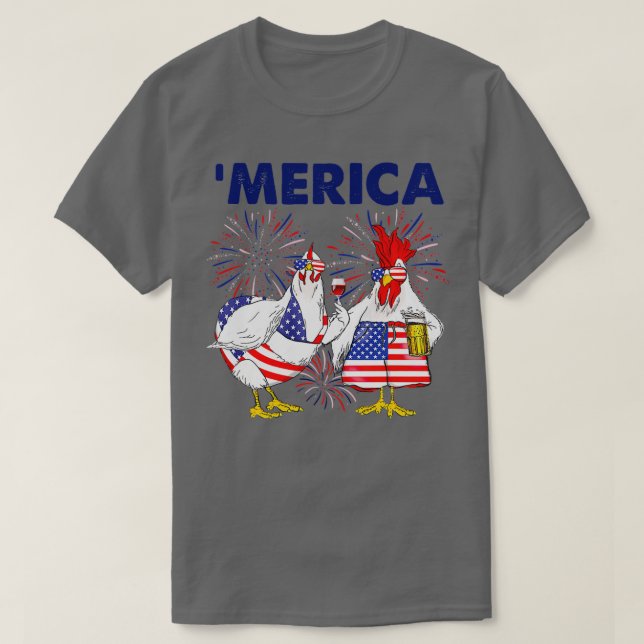 Camiseta Galinha â€/ bandeira    americana da América Latin (Frente do Design)