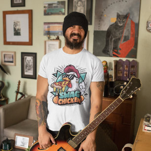 Camiseta Galinha Alimentada Com Pizza Com Formas Legal