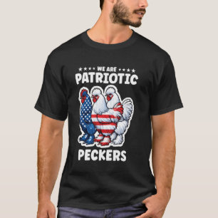 Camiseta Galinha Americana 4 de Julho Vermelha Branca Azul