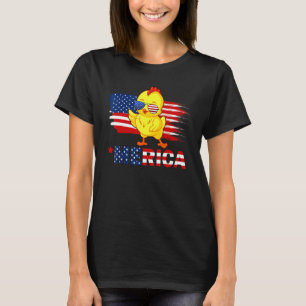 Camiseta Galinha Americana Bandeira Sunvidles Merica 4th Of