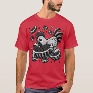Camiseta Galinha Bonita Comendo Melancia Fruta Verão Homens