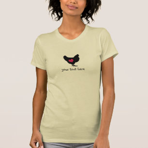 Camiseta Galinha bonito com coração cor-de-rosa