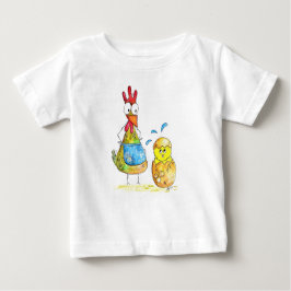 Camiseta Galinha Branca de Mama Bela com Bebê