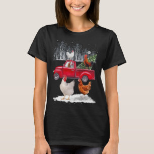 Camiseta Galinha Caminhão Vermelho Feliz Galinha de Natal L